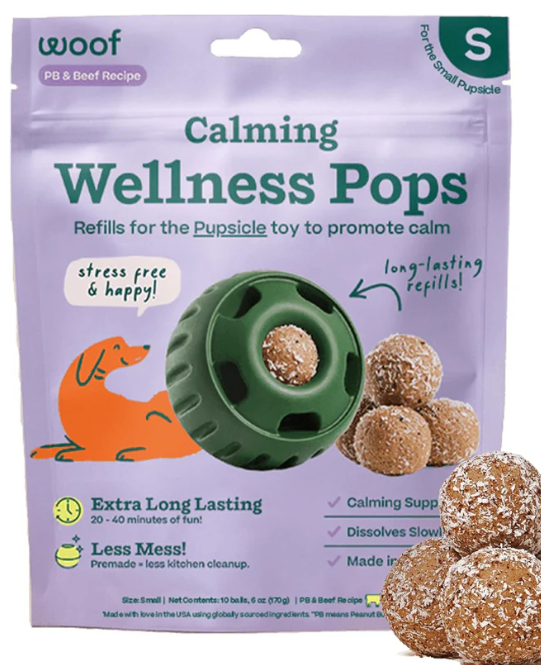 Woof Calming Wellness Pops PB & Beef SM 6z