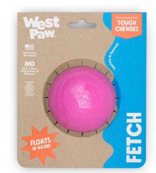 West Paw Boundr Tennis Ball Hot Pink Large 3"
