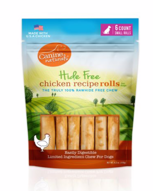 Canine Natural 2.5" Mini Chicken Roll Hide Free Chew 6pk