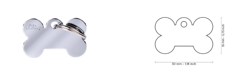 MyFamily Basic Small Bone ID Tag in Chrome-Plated Brass