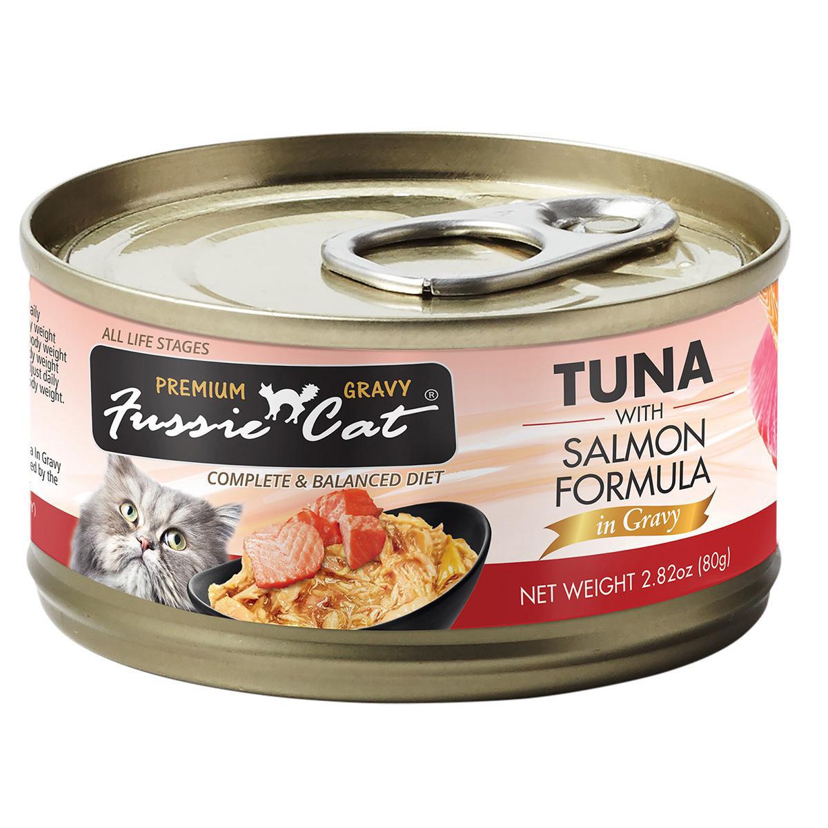 Fussie Cat Tuna w/ Salmon in Gravy 2.8z