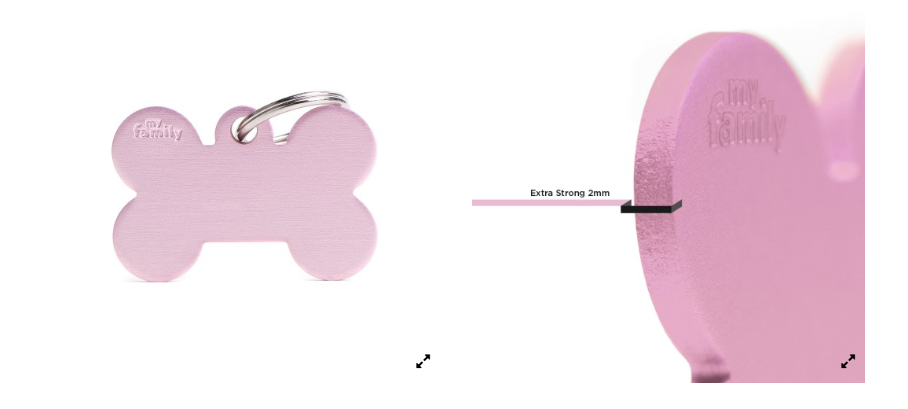 MyFamily Basic Big Aluminum Pink Bone ID Tag