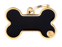 MyFamily Basic Handmade Gold XL Bone Black ID Tag