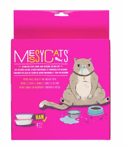 Messy Cat Stainless Steel Bowls & Lids 4 Piece