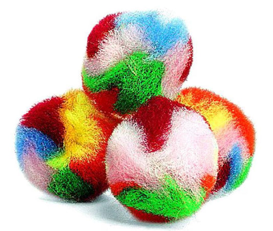 Spot Kitty Yarn Puff Ball Cat Toy 4ct