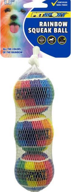 PetSport Rainbow Squeak Ball 1.8" 3pk