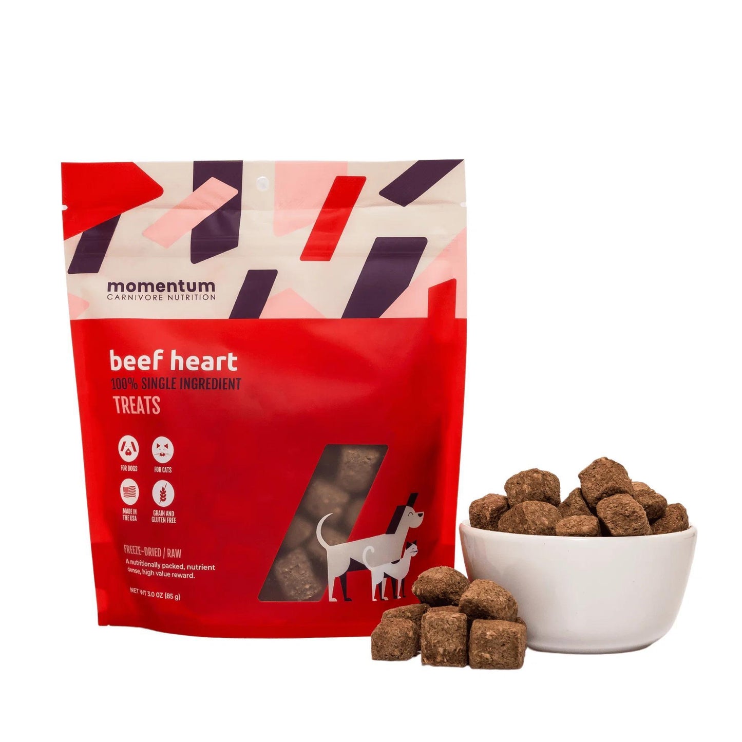 Momentum 3oz Dog/Cat Beef Heart Freeze Dried Treat GF