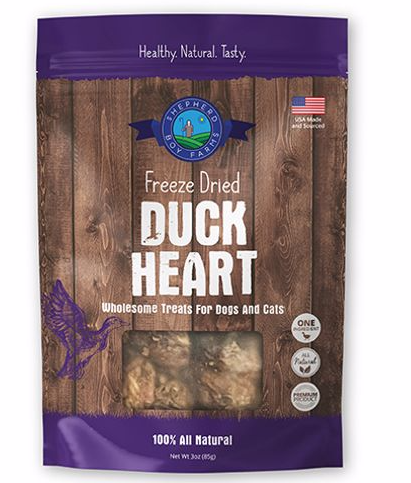 Shepherd Boy Freeze Dried Duck Heart Treats 3oz