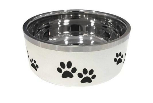 Indipets Butter Milk Insulated Bowl w/ Paw Prints 64oz