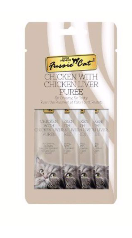Fussie Cat Chicken Liver Puree Treat 0.5oz 4ct