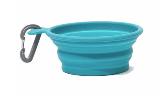 Messy Mutts Bowl Collapsible Silicone Dog Feeder Blue
