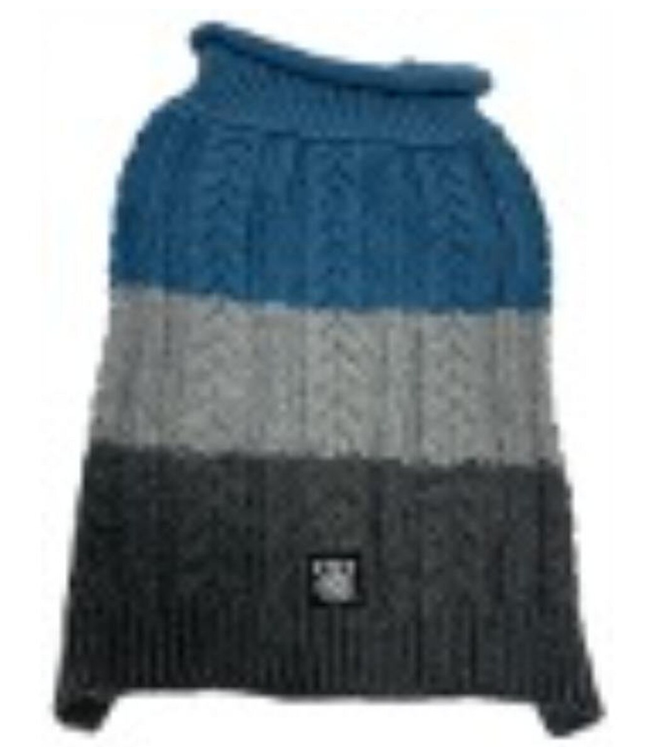 Petrageous Colorblock Cable Rollneck Sweater Blue/Gray Sm