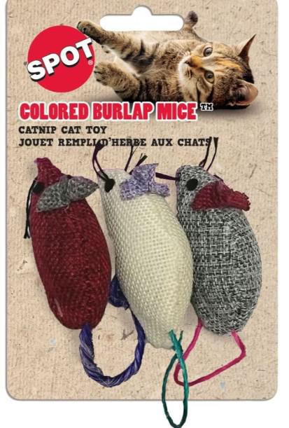 Spot Burlap Mice w/Catnip