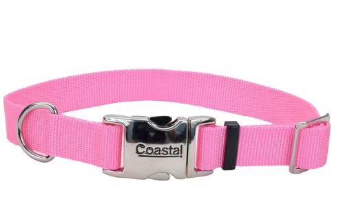 Coastal Adjustable Collar Pink w/ Metal Buckle 14"-20"