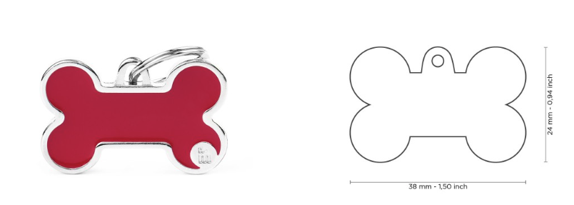 MyFamily Basic Handmade Big Red Bone ID Tag