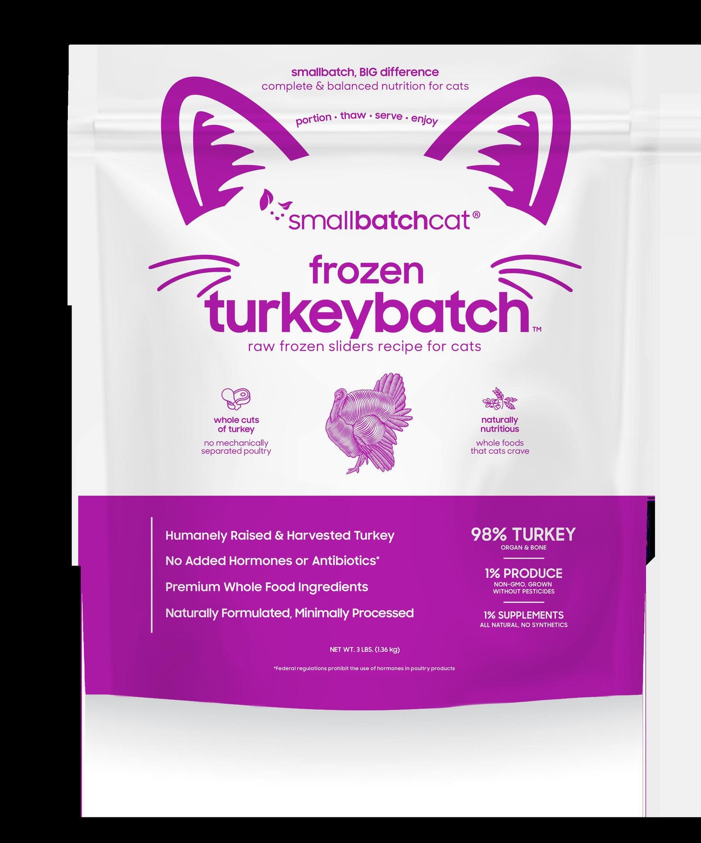 Small Batch Cat Frozen Turkey Sliders 3lb