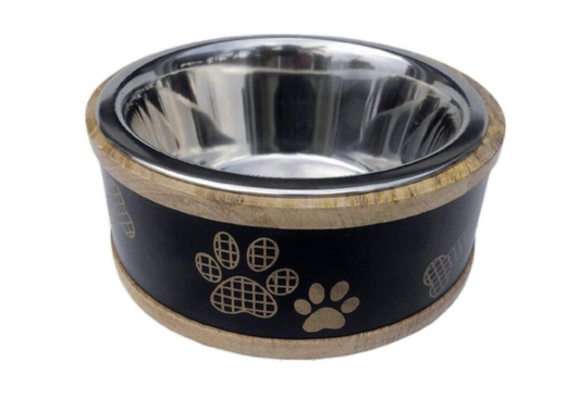 Indipets Wooden Ring w/ Metal Plate Paw Black Pint