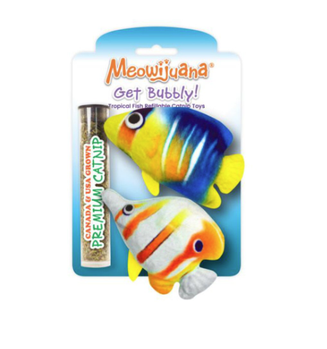Meowijuana Get Bubbly Tropical Fish Refillable Catnip Toy 2ct