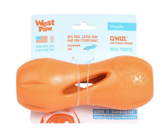 West Paw Qwizl Dog Puzzle Toy Tangerine Large 6.5"