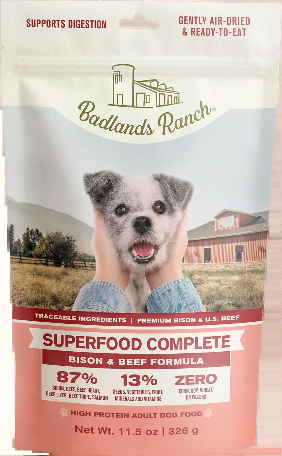 Badlands 11.5oz Dog Bison/Beef Superfood Complete Air Dried Food