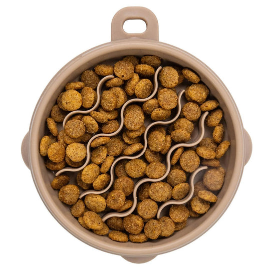 Outward Hound Fun Feeder Wave Slow Feeder Bowl Taupe SM