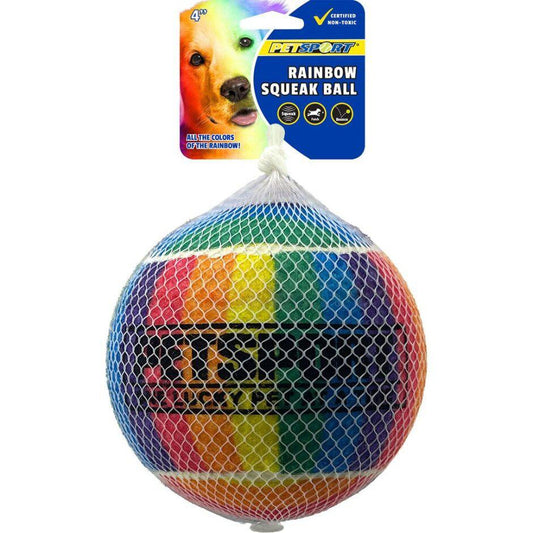 PetSport Rainbow Squeak Ball 4"