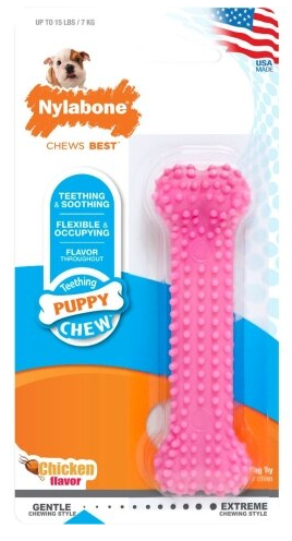 Nylabone Puppy Chew Bone Chicken Pink