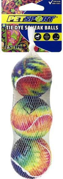 PetSport Tie Dye Squeak Ball 2.5" 3pk