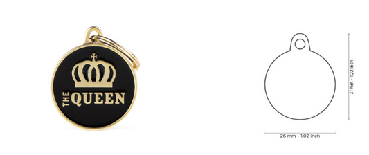 MyFamily Charms Black Satin "The Queen" ID Tag