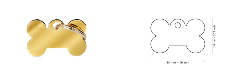 MyFamily Basic Small Bone ID Tag in Gold-Plated Brass
