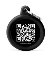 MyFamily Hushtag Plus QR Code Black Circle Aluminum Pink Rubber ID Tag