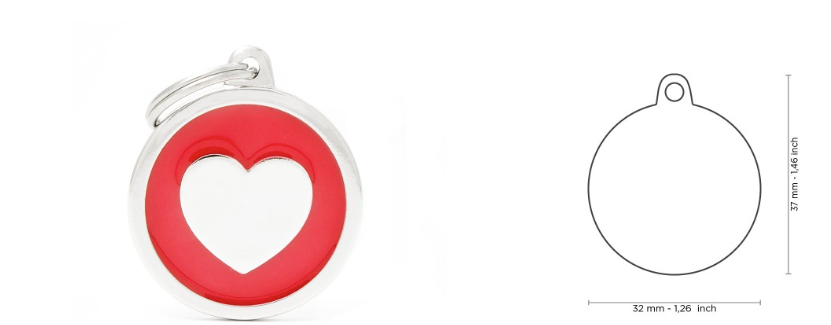 MyFamily Classic Big Red Circle with Heart ID Tag