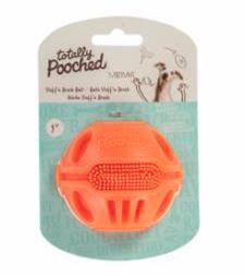 Messy Mutts Totally Pooched, Stuff 'n BrushRubber Dog Toy - Orange