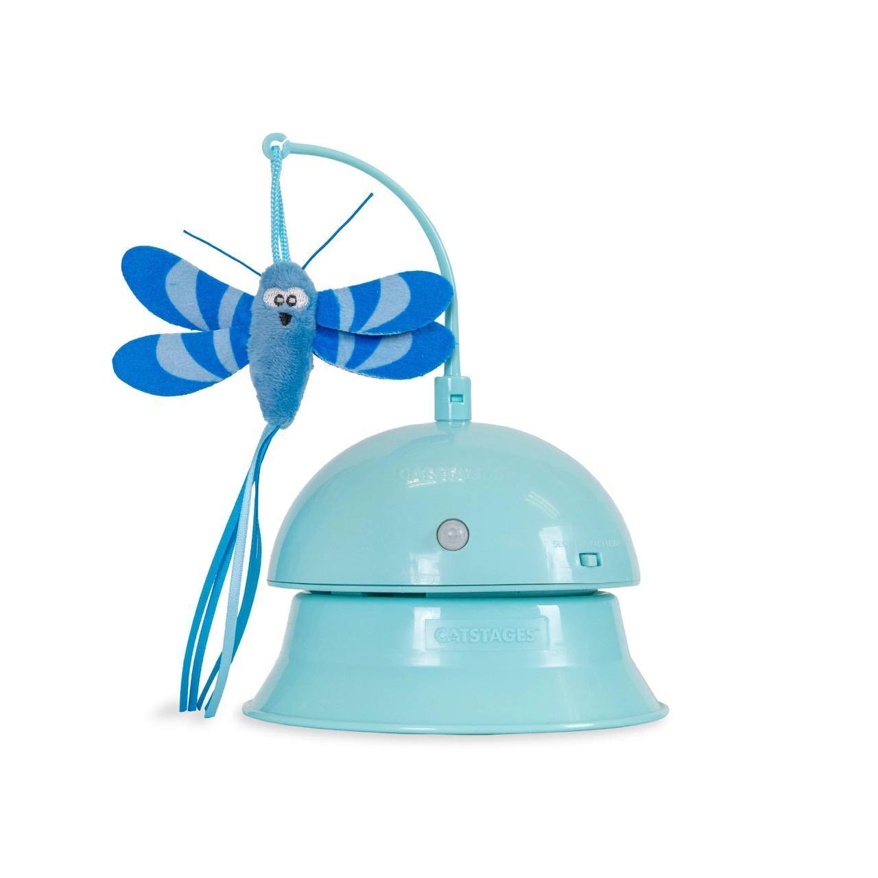Outward Hound Catstages 2in1 Electronic Flutter Dome Cat Toy & Track Topper Blue