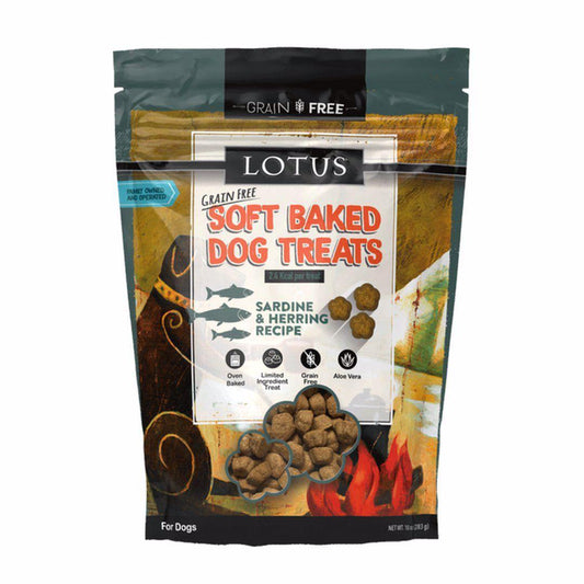 Lotus 10 oz Dog Sardine & Herring Soft Baked Treat GF EA
