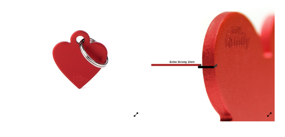 MyFamily Basic Small Aluminum Red Heart ID Tag