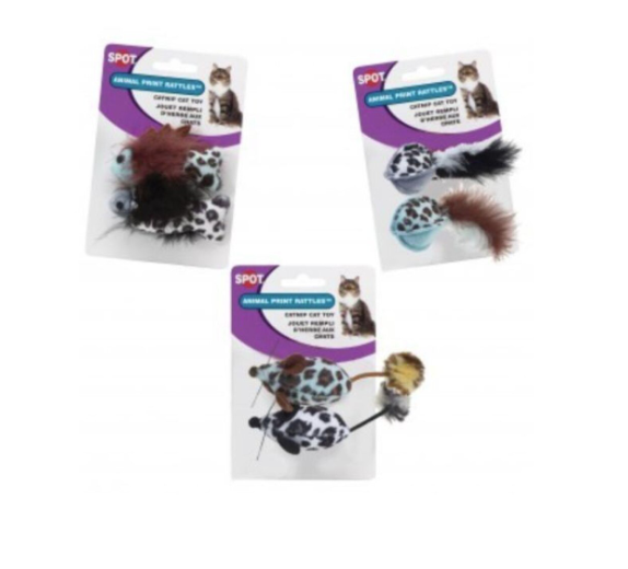 Ethical Pet SPOT Animal Print Rattle Catnip Toy 2ct