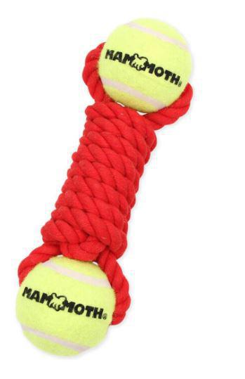 Mammoth Braided Bone w/ 2 Tennis Balls Medium Dog Toy, 9in