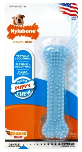 Nylabone Puppy Chew Bone Chicken Blue