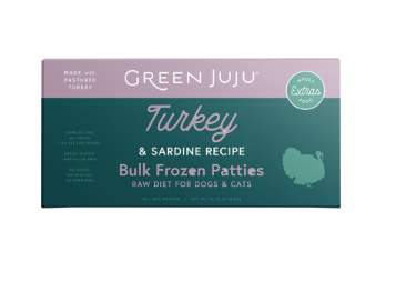 Green Juju Dog & Cat Frozen Raw GF Turkey + Sardine Bulk Box 18lbs