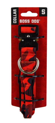 Boss Dog Collar 1.2" Small Red Camo (13"-16")