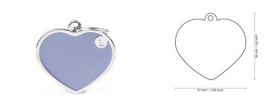 MyFamily Basic Handmade Big Lilac Heart ID Tag