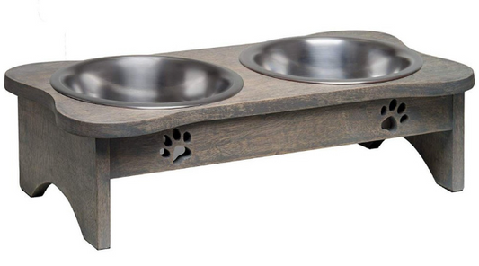 Loving Pets Elevated Feeder Gray Paws SM