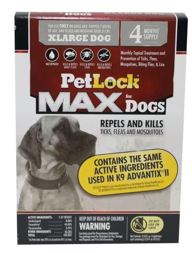 PetLock Max Flea&Tick XLG 4pk