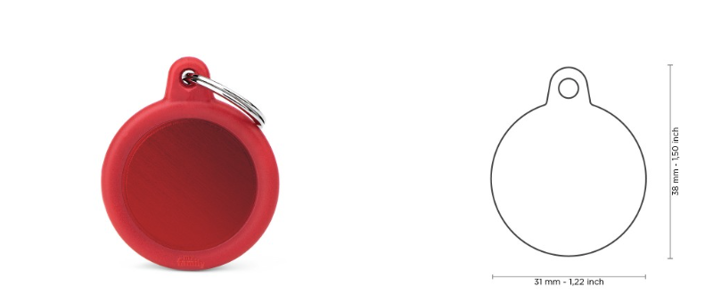 MyFamily Hushtag Red Aluminum Circle ID Tag with Rubber