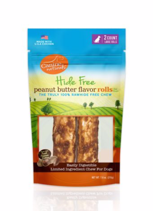 Canine Natural 7" Peanut Butter Roll Hide Free Chew 2pk