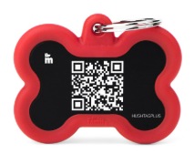 MyFamily Hushtag Plus QR Code Black Bone Aluminum Red Rubber ID Tag