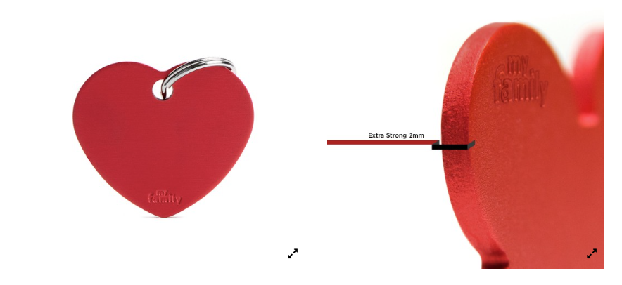 MyFamily Basic Big Aluminum Red Heart ID Tag