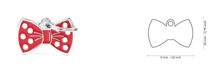 MyFamily Charms Red Bow Tie ID Tag