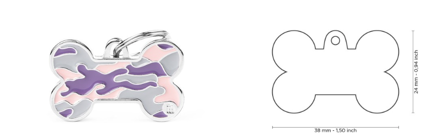 MyFamily Style Camouflage Big Pink Bone ID Tag